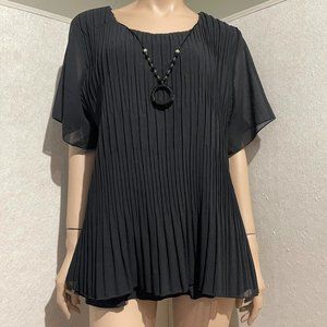 vintage black pleated top blouse